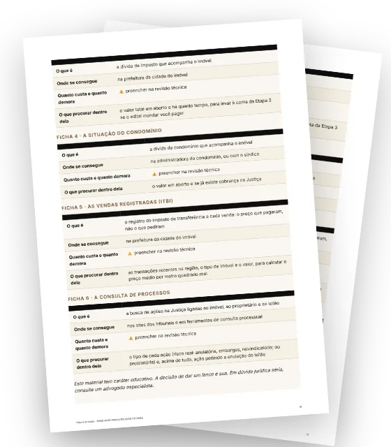 Duas fichas de documento abertas em leque