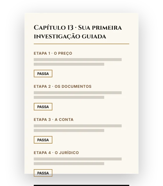 Uma página da investigação guiada